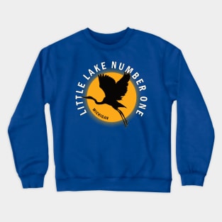 Little Lake Number One in Michigan Heron Sunrise Crewneck Sweatshirt